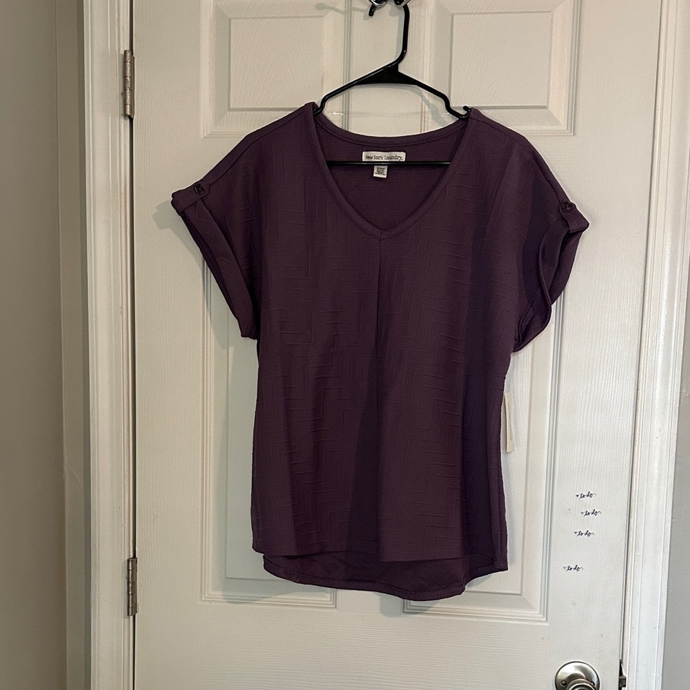 New York Laundry Deep Purple Short Sleeve Top